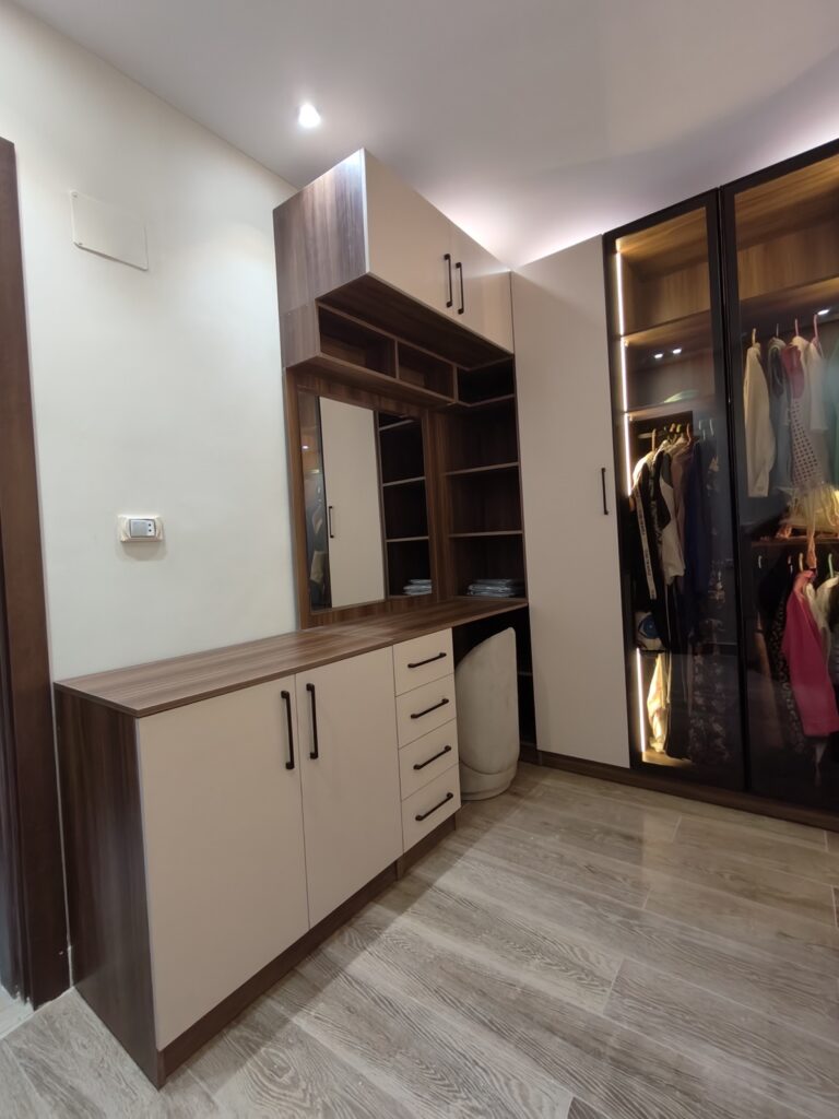 Additional angle of master bedroom storage by Topniture.